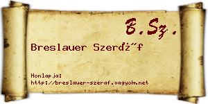 Breslauer Szeráf névjegykártya